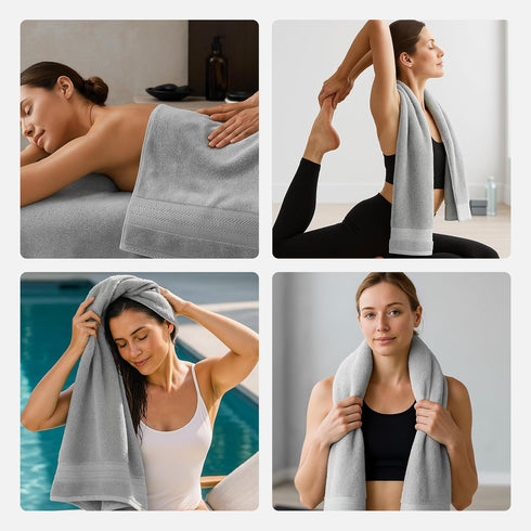 8 Set 100% Set 2 2 4 600 Sets, REDKISS Piece Grey Towels - Cotton Towels with Large Bath Towels, Hand, Washcloths, GSM