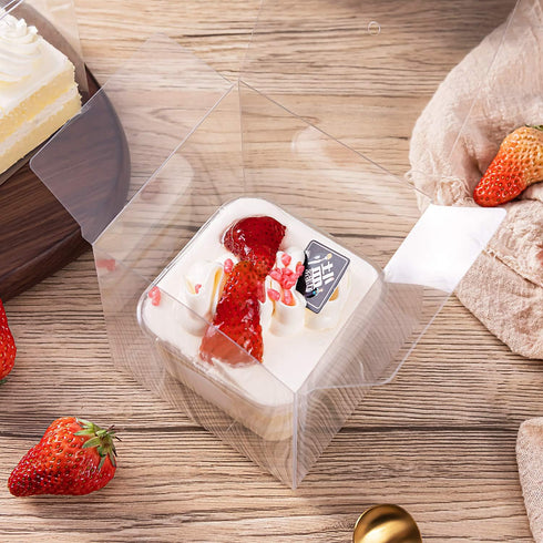 Clear Candy Apple Boxes with Hole, 4"x 4"x 4", Set of 20 Food-Grade Treat Boxes for Caramel Apples