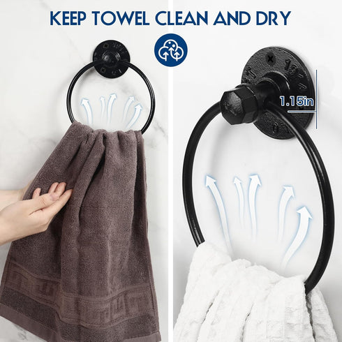 Vintage Style Wall Mounted Iron Towel Ring for Bathroom