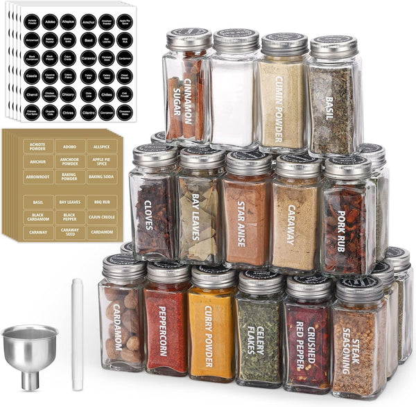 Antimbee 28 Pcs Clear Glass Spice Jars,3.5 oz Glass spice jar with
