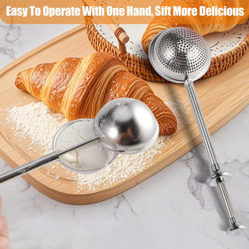 vriysei 1 304 (1) Flour Duster for Baking, PCS Flour Sifter for Baking Powdered Sugar Shaker Duster, Stainless Steel