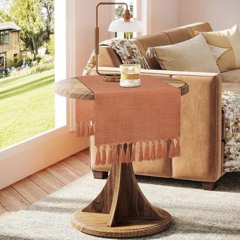 36 Inches yuboo Terracotta Table Runner - Boho Short Table Runner for Nightstand, Small Coffee Table, Orange Dresser