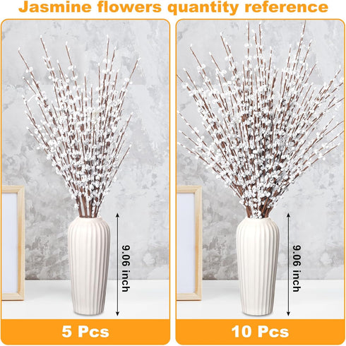 5pcs 29.5" Faux Jasmine Artificial Flowers - Tall White Floral Branches for Home Wedding Decoration