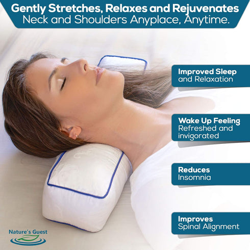 Nature's Guest Adjustable Cervical Neck Roll Bolster Pillow for Sleeping, Neck Pain Relief, Spine Support, Travel, Leg