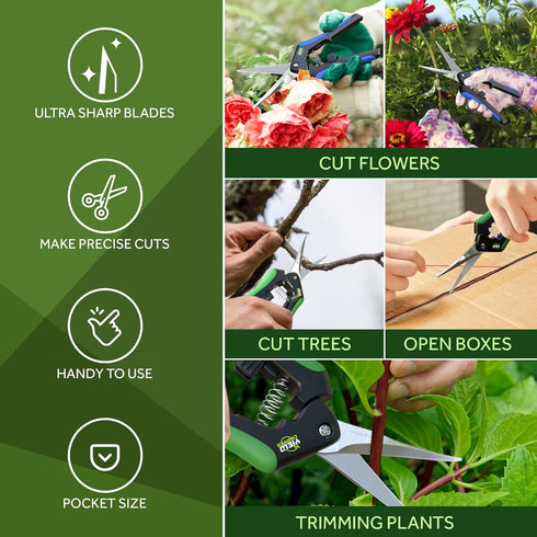 Yieldcropper Hydroponic 2Pack Microtip Straight Blade/Curved Blade Flower Leaf Trimmer Pruning Shears