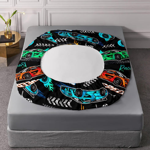 Set 2 Sets. HOSIMA Cartoon Sports Car Bedding - Queen Size, Fast and Furious Racing Car Pattern with Pillowcases, Black