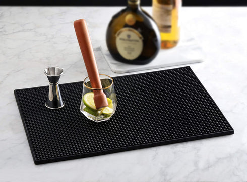 New Star Foodservice 48421 Rubber Bar Service Mat, 12-Inch by 18-Inch, Black