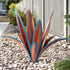 Wind Resistant Metal Agave Garden Art, Outdoor Sculpture Statue, Courtyard Lawn Ornament Gift (1, 12 Leaves, Blue)