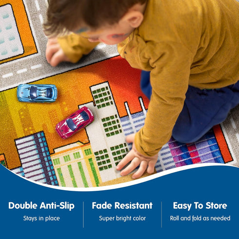 60x32 inches,Car Booooom Jackson Kids Car Rug Play Mat Mat,Non Slip Kids Rug for Bedroom Boys Playroom,Play Carpet