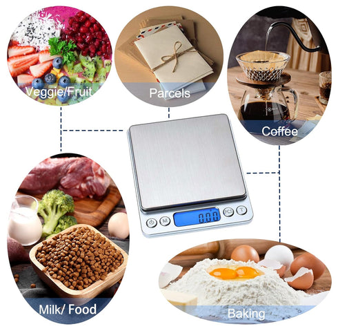 Food Scale Digital Weight, 3000g/0.1g Kitchen Scale for Cooking with Backlight LCD Display