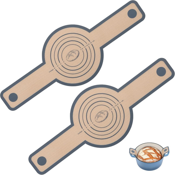 E-far Silicone Bread Sling for Dutch Oven - 2-Piece Reusable Baking Mat with Long Handle