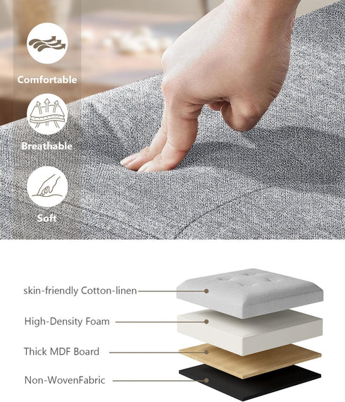 300 lbs 15 Inches) OS MOTOR Folding Storage Ottoman Bench, Multi-Functional Ottoman Foot Rest, End of Bed Bench