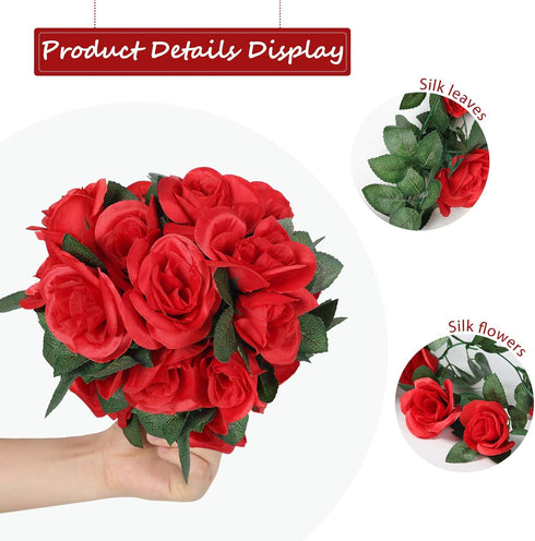 Syhood Artificial Rose Garlands, 14.4 ft Red Flower Vine for Wedding Arch Ceremony Home Garden Decorations