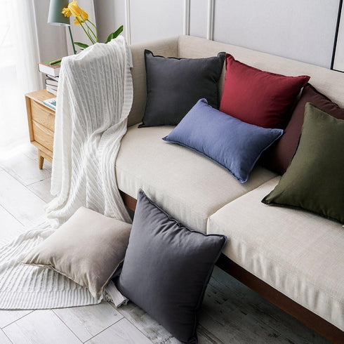 Jeanerlor 26"x26" Decorative Cotton Linen Couch Throw Pillow Case, Dark Grey Euro Sham for Wedding Gift