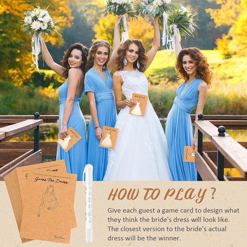 30 Set 30 5 7 Inch 30 Geyoga Guess The Dress Bridal Shower Games for Guests, Include Pcs x Wedding Shower Games Cards