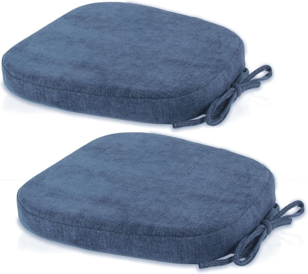 Loveboat 2 Pack Navy Metal Dining Chair Pads, 14x14 Inches, Chenille Fabric,