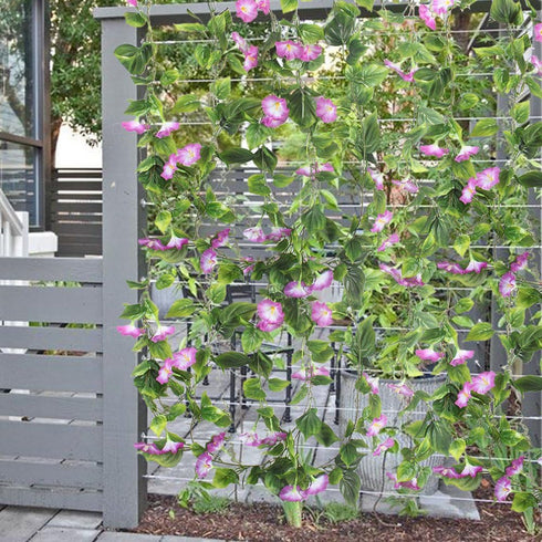 GTIDEA Artificial Vines - 2pcs 15Feet Morning Glory Hanging Plants, Silk Garland for Home Garden Decor