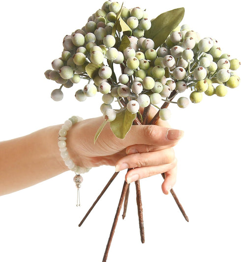 8 Bundles of 11.4" Artificial Berry Stems, Floral Sprays Berry Fruit Picks for Home D cor, Wedding, Garden (Pinkish