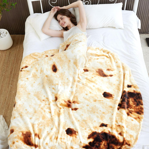 80in 2.0 LetsFunny Burrito Tortilla Throw Blanket, Double Sided Burritos Taco Tortilla Wrap Blankets for Women Men Teen