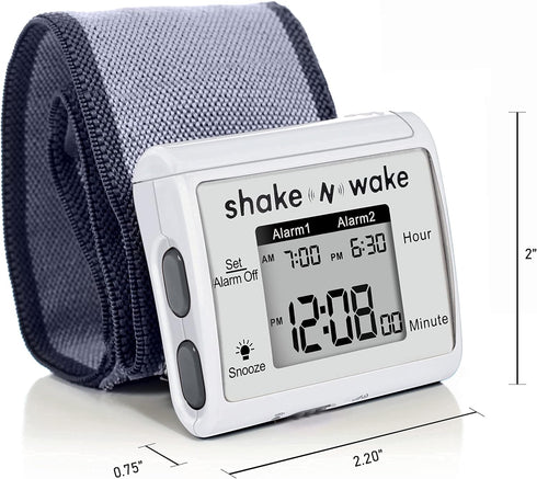 Tech Tools Vibrating Alarm Clock - Shake N Wake Silent Alarm Wristband Watch with Dual Alarms
