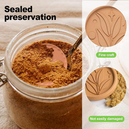 CeroDimo 2-Pack Terracotta Brown Sugar Saver Discs - Reusable Brown Sugar Softener & Food Moisture Keeper, Leaf Design