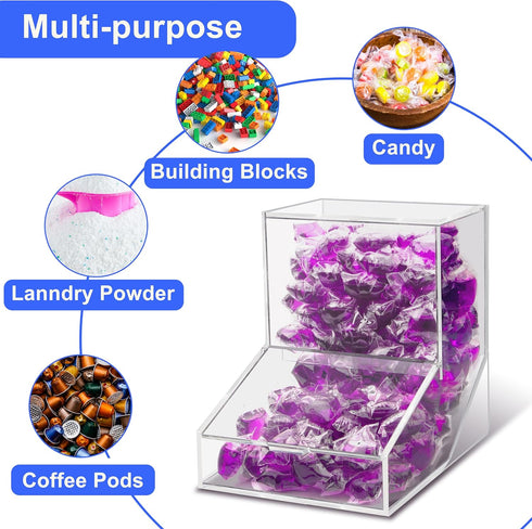 MKRBJ 2 1pcs Laundry Pods Container with Spoon, Acrylic Candy Dispenser with Lid, Dishwasher Pod Holder, Laundry