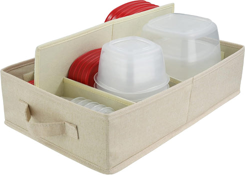 Food Storage Container Organizer Box, Kitchen Drawer Organizer for Rubbermaid, Adjustable Foldable Cloth Box