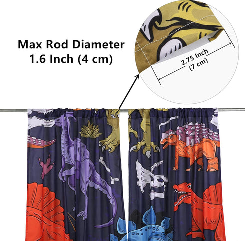 ANHOPE Dinosaur Curtains Ancient Jungle Forest Wildlife Animal Theme Window Drapes Cartoon Dino Print Pattern for Kids