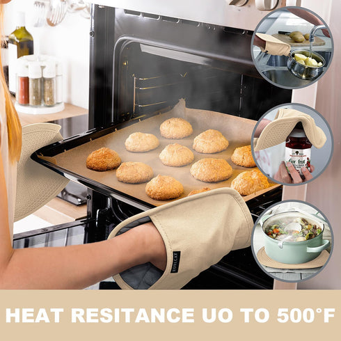 Rorecay Silicone Pot Holders Set, Heat Resistant Oven Hot Pads with Pockets, 9.8 x 7.6 Inches for Baking