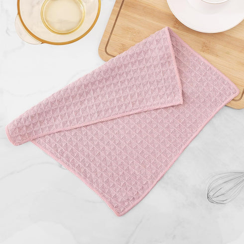 Homaxy Premium Microfiber Waffle Weave Kitchen Dish Cloths - 12 x 12 Inch Ultra Absorbent Solid Color Dish Towels, 6
