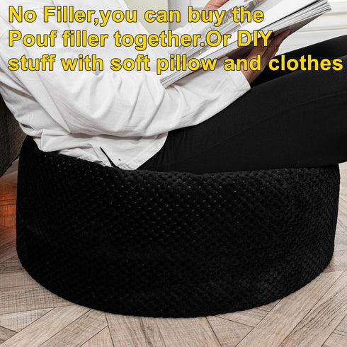 20x20x12 Inches Asuprui Unstuffed Pouf Ottoman Round Poof Ottoman No Filler Soft Faux Fur Foot Stool Fuzzy Chair Floor