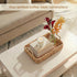 Set 2 of Rectangular Wicker Trays with Handles - Decorative Trays for Coffee Table, Ottoman, Dining Room, Living Room