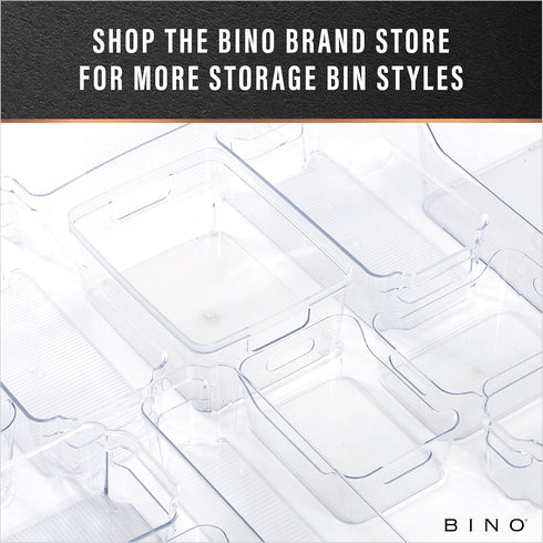 BINO Plastic Storage Bins, Small Shallow, Multipurpose Organizer for Kitchen Pantry, Clear Containers