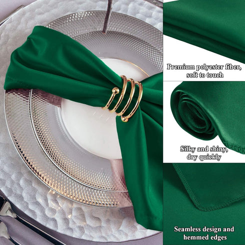 Aneco 12 Pieces Satin Napkin Square, 20 x 20 Inches Dinner Napkins for Romantic Weddings Party Dinner Decoration