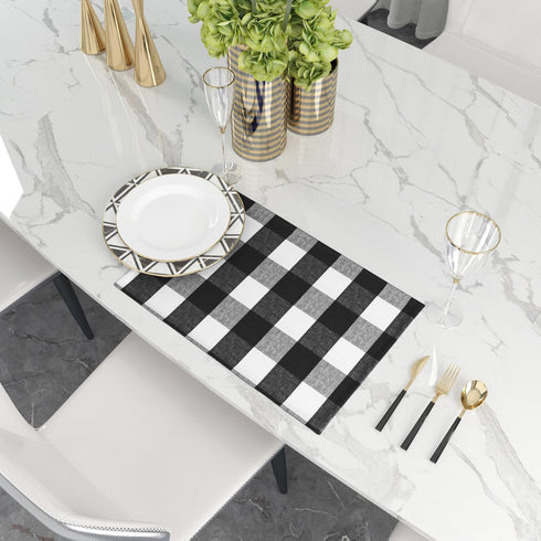 Black & White Cotton Buffalo Check Placemats Set of 4, Heat Resistant Dining Table Place Mats for Kitchen, 12 x 18