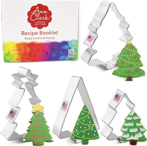 Christmas and Holiday Tree Cookie Cutters, 4-Pc Set, Made in USA by Ann Clark