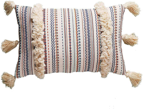 Boho Pillow Covers, Decorative Throw Pillow Tassel Sham Cushion Covers, 12"X20" (Multi)