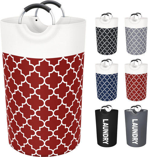 Large Laundry Basket, Collapsible Tall Hamper Bag with Handles for Waterproof Travel Bathroom College Essentials