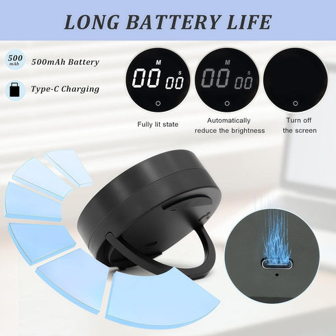 BXF SPORTS 2Pcs 199-Minute Countdown Countup Digital Kitchen Timer - Magnetic Timer with Large LED Display,Volume