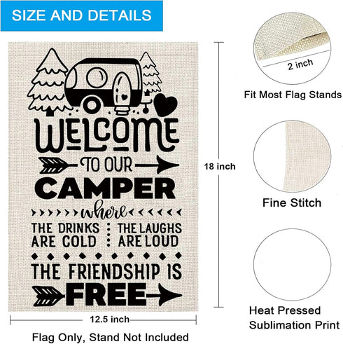 ZJXHPO Welcome To Our Camper Garden Flag Camping Gift Outdoor Yard House Banner Home Lawn Welcome (Welcome to camper)