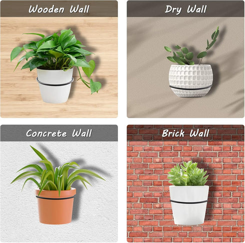 Jiozermi 2 Pack 6 inch Set Flower Pot Holder Ring, Flower Pot Holder Ring Wall Mounted Wall Mounted Metal Planter