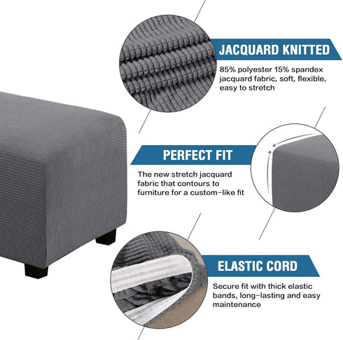 56"-75" H.VERSAILTEX Ottoman and Sofa Seat Cushion Combined Cover Slipcover Rectangle Sofa Slipcover Fit Length