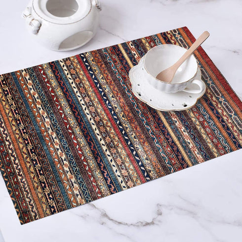 Batmerry Vintage Turkish Floral Placemats Set of 4, Woven Burlap Modern Placemats for Dining Table, Kitchen, Round
