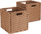 DULLEMELO Wicker Storage Baskets, 11x11 Cube Bins, Foldable Plastic Cubby Baskets Set of 2 for Organizing, Brown