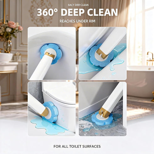 KIRIKIT 48 (1 Wand+48 Disposable Toilet Brush with Refill Heads and Holder Includes Storage Caddy&Toilet Bowl Wand