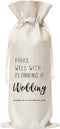 Pairs Well With Planning A Wedding Wine Bag, Gift for Wedding Ceremony, Engagement, Burlap Bag – 1 Pc