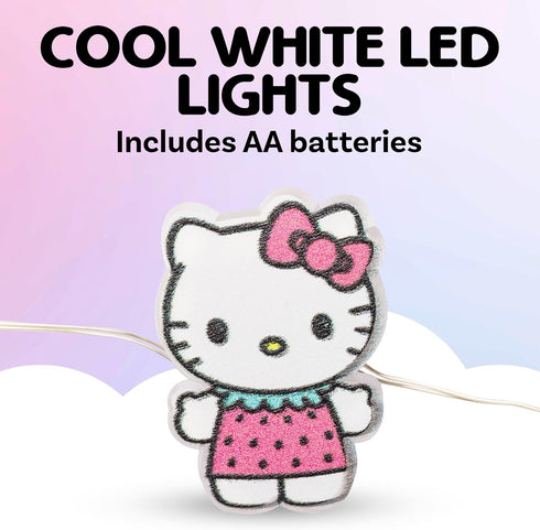 20ct 7 (2 Silver Buffalo Sanrio Hello Kitty Strawberry Dress Decorative String Lights, Feet Long, Battery Powered AA