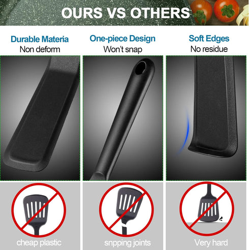 Silicone Thin Spatula, Long Omelet Turner, Heat Resistant Non Stick Cooking Spatula for Pancakes