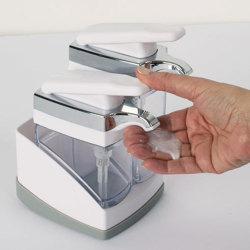 Casabella Duo Sink Sider with Sponge Holder - White & Chrome