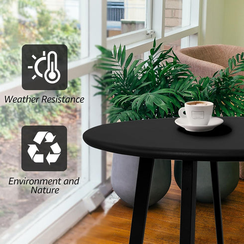 Meluvici Outdoor Side Table, Weather Resistant Patio Small Side Table Outdoor Indoor Round Metal Steel Small Table